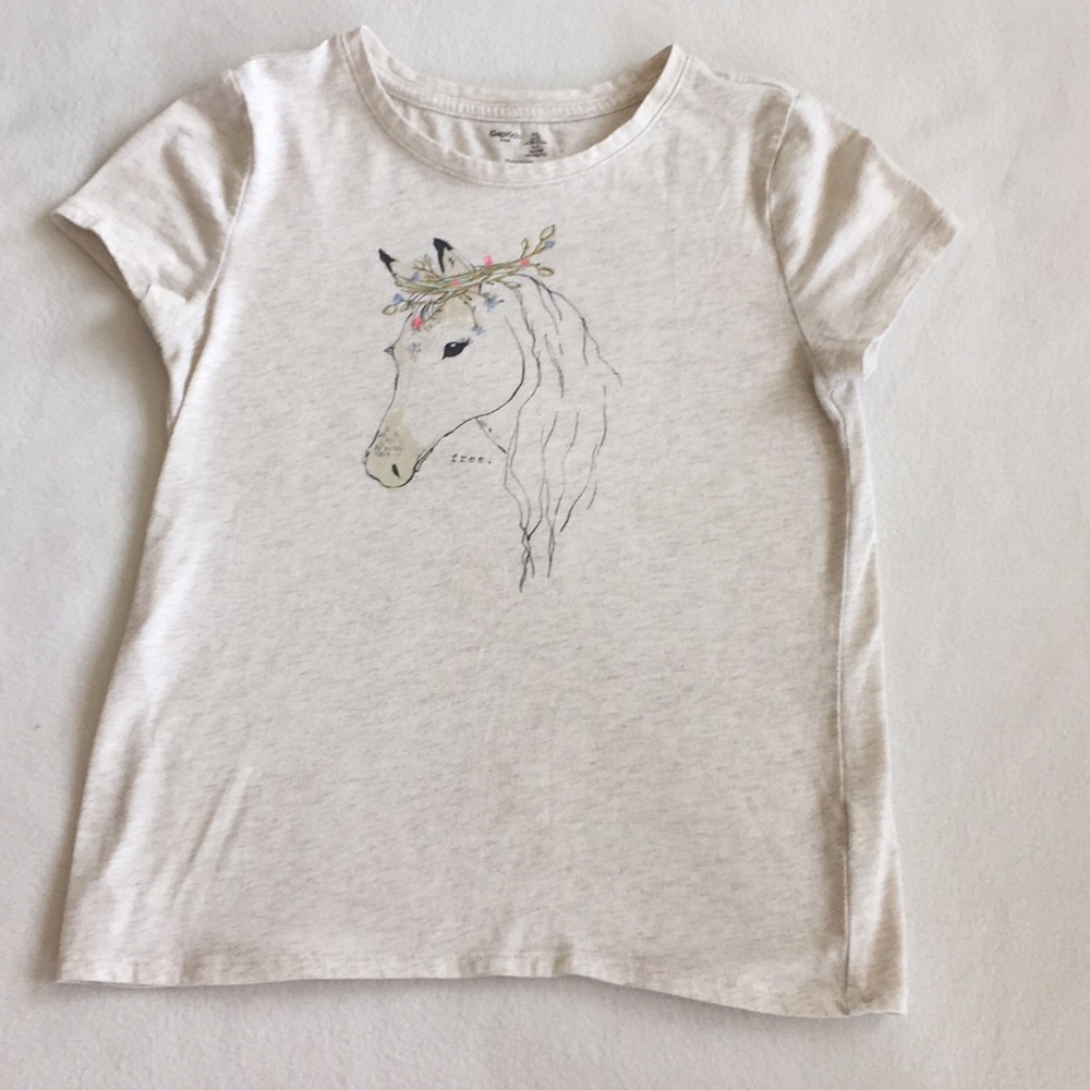 Cute cream tee with a horse